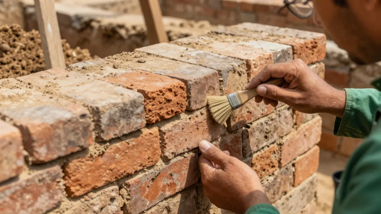Práce archeologa při čištění zbytků staré kanalizace