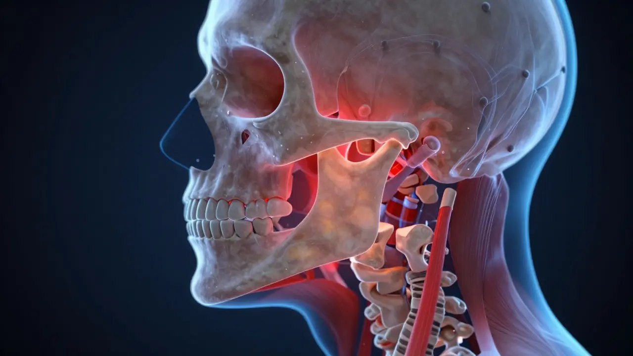 3D vizualizace tlaku na čelistní kloub při předkusu