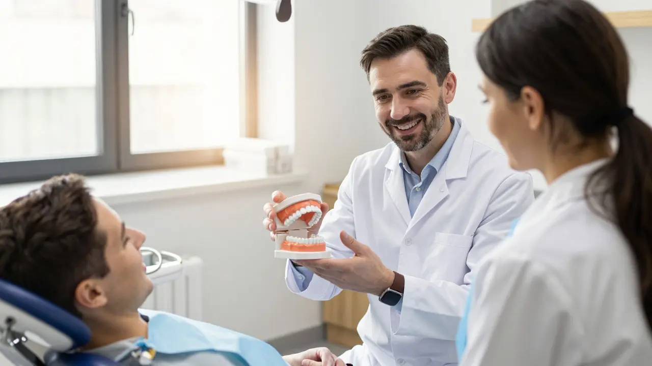 Konzultace s dentálním lékařem o léčebném plánu