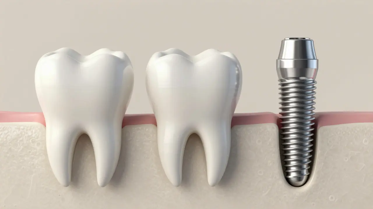 Porovnání zubního mostu a implantátu