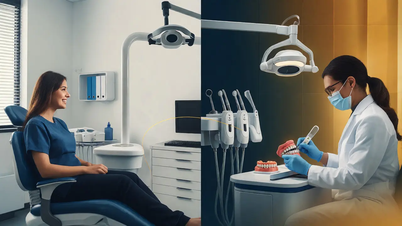 Porovnání běžné ordinace a luxusní soukromé kliniky pro stomatologii